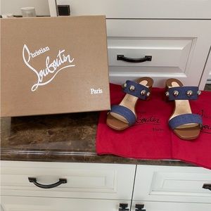 Louis Vuittton Womens Denim Heel Size 38.5
